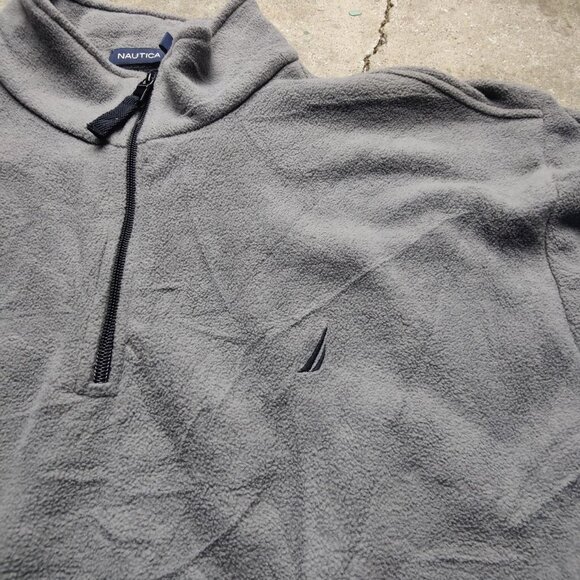 'Nautica' grey fleece quarter zip sweatshirt with kangaroo pocket men's XL - Picture 2 of 4